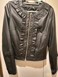Giacca in Ecopelle Nera con Ruckes  Donna ,Tg S 