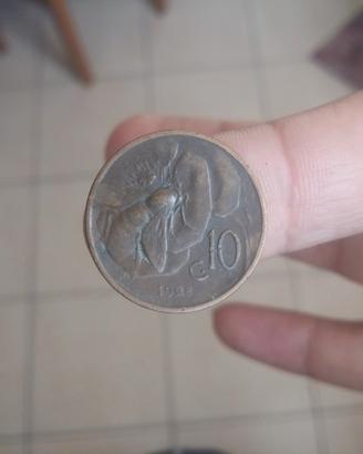 RARA 10 centesimi 1928 ape Vittorio Emanuele III
