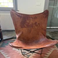 Poltrone tripoline cuoio e ferro