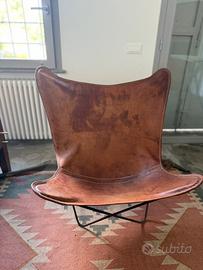 Poltrone tripoline cuoio e ferro