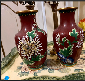 PREGIATAcoppiaVASIcinesiCLOISONNE'origPRIMI900,daC