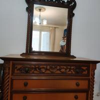 Cassettiera classica con specchiera anni 80