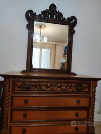Cassettiera classica con specchiera anni 80