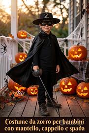 Set costume da Zorro: mantello, cappello e spada