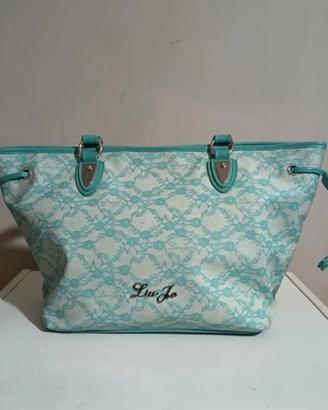 Borsa Shopping Liu Jo  - Effetto pizzo turchese 