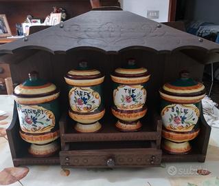 porta spezie in legno e cameramica