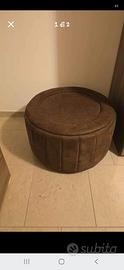 Pouff in alcantara marrone
