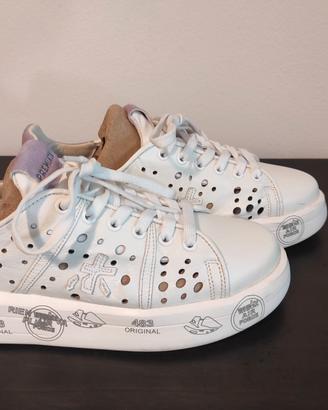 Sneakers Premiata, donna, pelle bianca, 39
