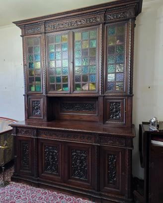 Credenza Vetri Cattedrale + Tavolo e Sedie '900