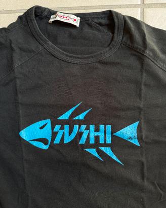 T-shirt Sushi Japan Lisca Pesce Nera Vintage
