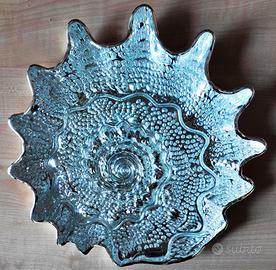 Vassoio in vetro e fondo placcato argento Calegaro