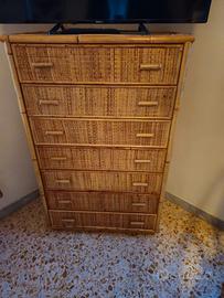 Cassettiera in vimini 7 cassetti