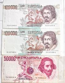 **Banconote 100000 lire Caravaggio 50000 bernini**