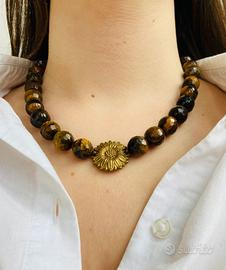 Collana unica “Occhio di tigre” fatta a mano