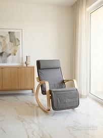 Poltrona Relax in Legno Curvato con Cuscino Grigio