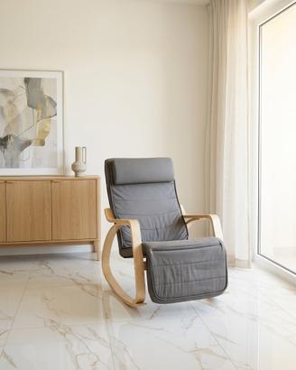 Poltrona Relax in Legno Curvato con Cuscino Grigio