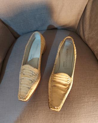 scarpe tacco 2 cm in rettile  naturale