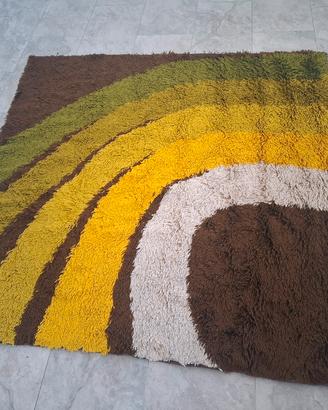 tappeto vintage anni 70 in lana multicolore