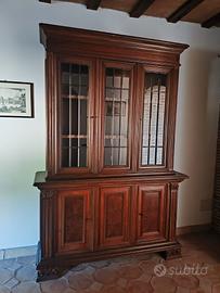Vetrina Libreria 2 Corpi in Legno Massiccio