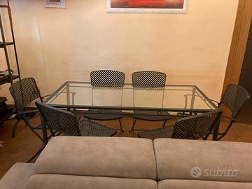 Tavolo e 6 sedie art design in ferro battuto