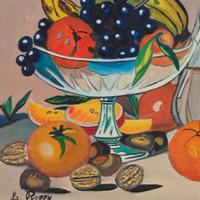 Quadro con natura morta firmato Rossi datato 1974.