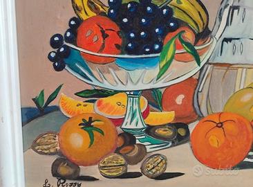 Quadro con natura morta firmato Rossi datato 1974.