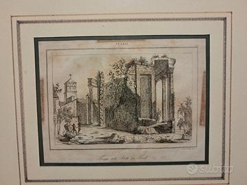 Stampa antica "Tempio della Sibilla in Tivoli"