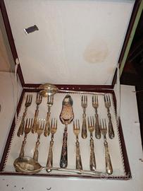 Servizio posate dolce vintage in argento 800/1000