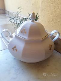 zuppiera porcellana bianca con fiori oro Tognana 6