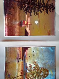coppia stampe vintage anni '80 Foil art E.Stephens