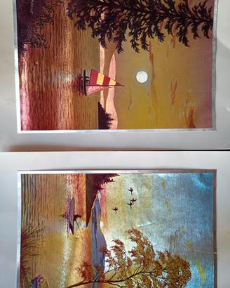 coppia stampe vintage anni '80 Foil art E.Stephens