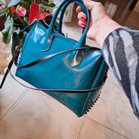 Borsa a bauletto color petrolio/ottanio