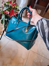 Borsa a bauletto color petrolio/ottanio