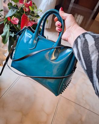 Borsa a bauletto color petrolio/ottanio