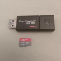 CHIAVETTA USB DA 64 GIGA, MICRO SD DA 64 GIGA