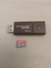 CHIAVETTA USB DA 64 GIGA, MICRO SD DA 64 GIGA