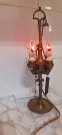 lampada da tavola vintage  in ottone 4 luci  