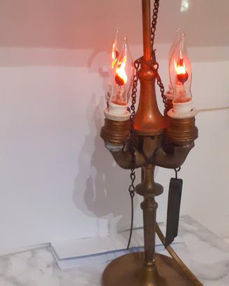 lampada da tavola vintage  in ottone 4 luci  