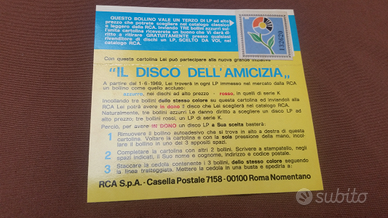 Cartolina il disco dell'amicizia RCA anni 60