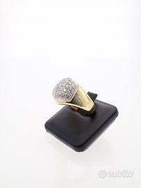 Anello Vintage in due Ori 18 kt con Diamanti