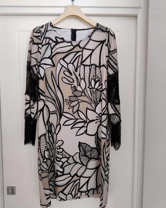 Abito Cannella fantasia floreale fondo beige tg46