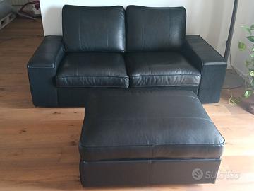 Divano in pelle + poggiapiedi contenitore