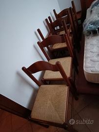 6 sedie in legno impagliate