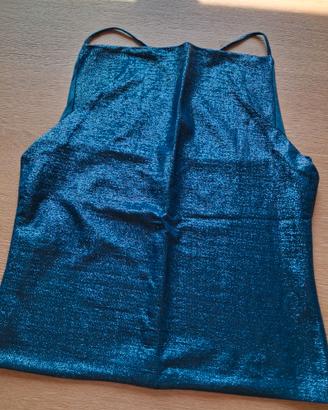 Top color petrolio lurex taglia L Pinko