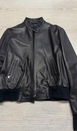 Giacca giubbino Bomber donna in pelle nera vintage