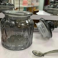 Tris di 3 barattoli in vetro con tappo