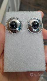 Super  orecchini in inox e agata nera