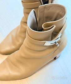 Stivaletti Hermès pelle beige taupe