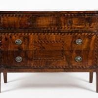 Cassettiera antica in noce con intarsi fine ‘700