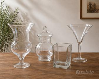 Set 4 vasi in vetro decorativi